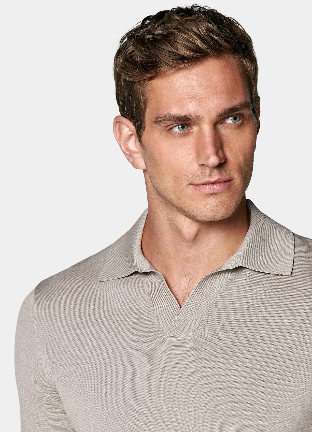 Polo sans boutons taupe clair