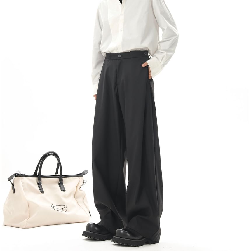 Kimeya - Hoge taille effen wijde broek