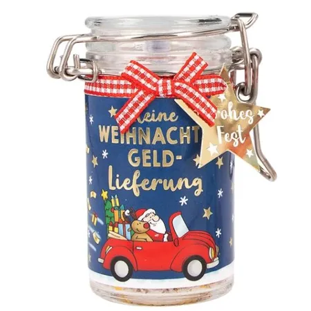 Depesche Weihnachtliches Einmachglas mit Geldbrief, 1 Stück, 4-fach sortiert