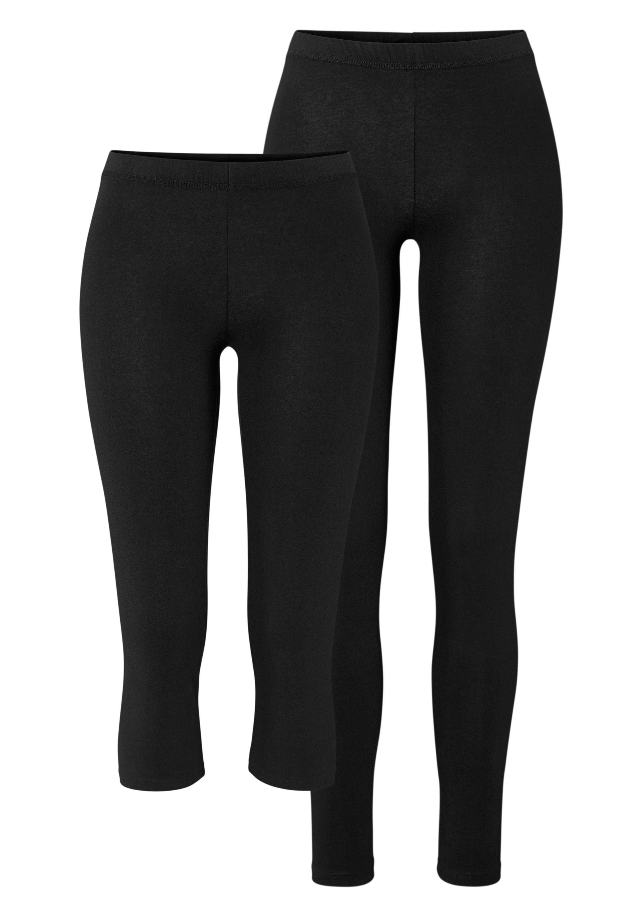 Melrose Leggings  Weicher Stretch mit Gummibund. Lang und 3/4 im Doppelpack