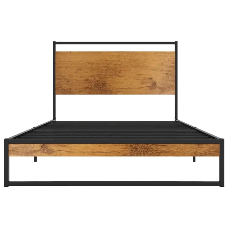 vidaXL - Bed frame met hoofdeinde - Metaal en MDF - 90x200 cm