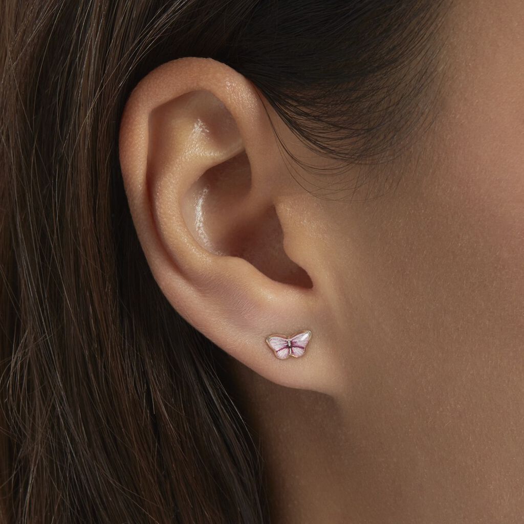 Boucles D'oreilles Puces Sulivia Papillon Or Jaune
