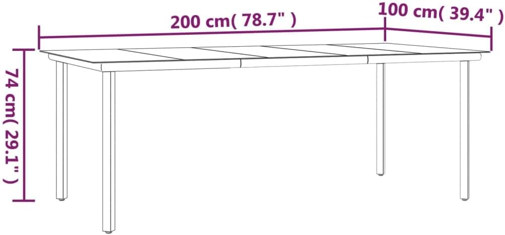 7-TLG. Garten-Essgruppe Schwarz, Stahl und Textilene, 200x100cm Tisch mit 6 Stühlen, robust für Terrasse, Balkon, Outdoor Patio Möbel Set