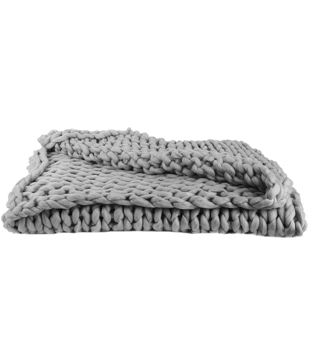 Plaid tricoté grosse maille 120x150 cm CHUNKY Rose
