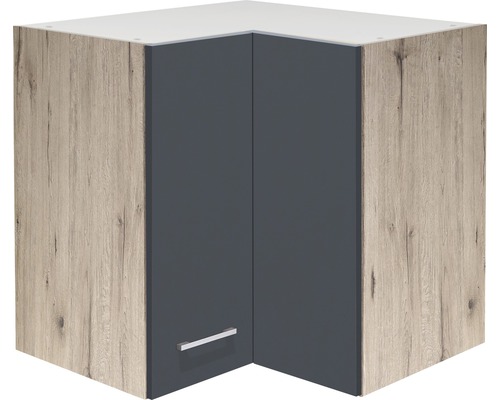 Flex Well Tiago hoekwandkast BxDxH 60 x 32 x 54,8 cm basaltgrijs mat gedemonteerd scharnier omkeerbaar (links of rechts te monteren)