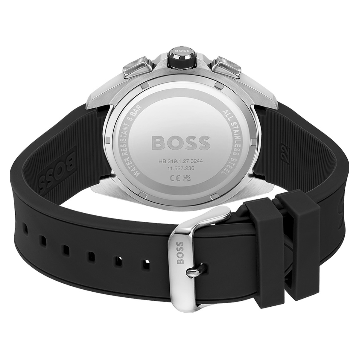 Montre Boss homme acier bracelet silicone noir