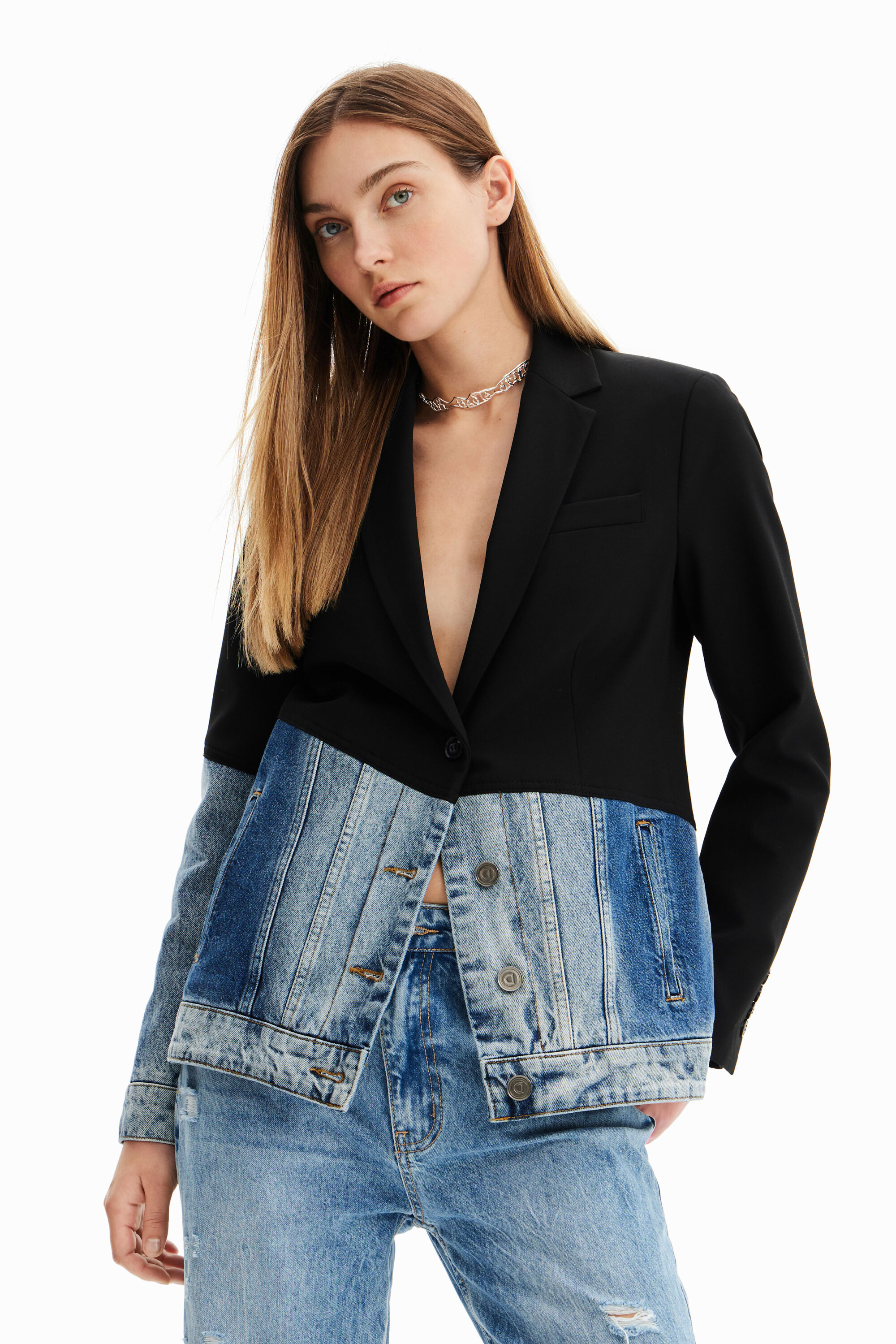 Blazer slim hybride bi-matière