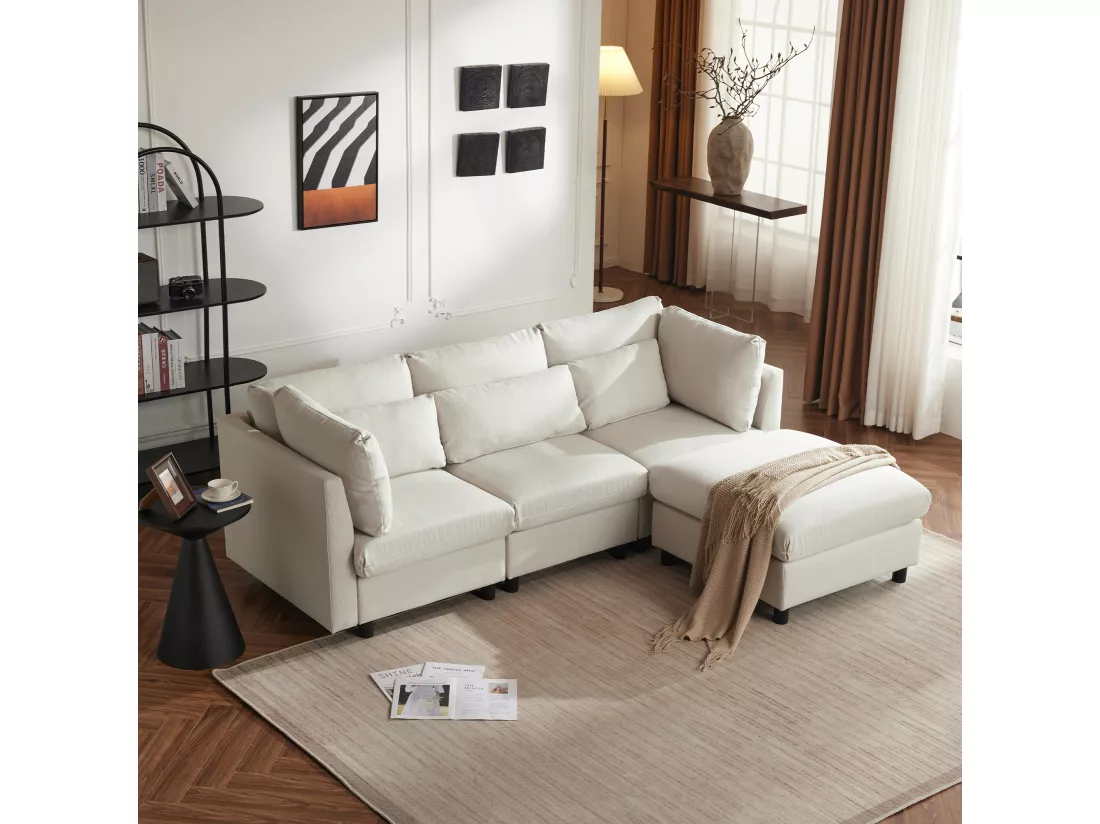 Canapé Moderne，mobilier Rembourré，canapé D'angle Avec Pouf，canapé L-forme