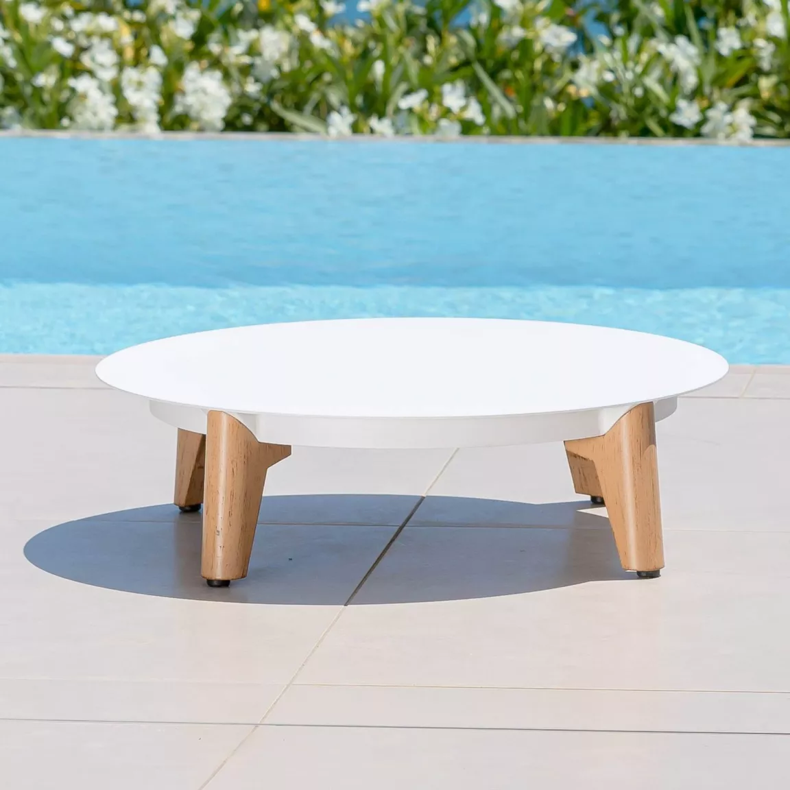 Salon de jardin aluminium 2 places 3 pcs Monte Carlo Blanc et beige