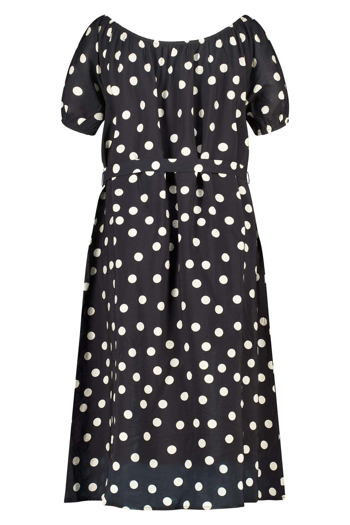 Midi jurk met stippen Multi zwart-wit