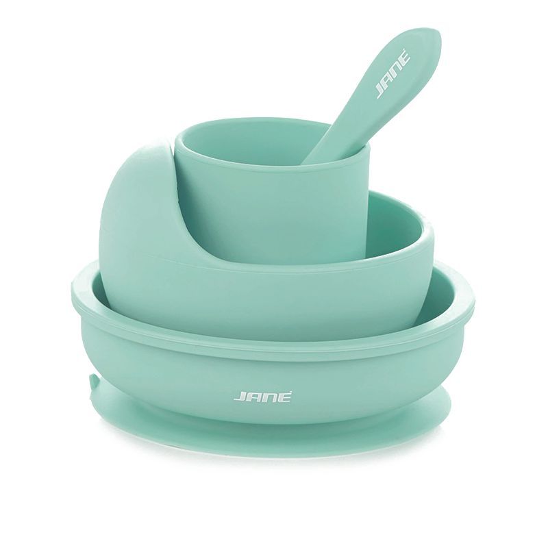 SET REPAS SILICONE 4 PIÈCES - MINT - Ecru