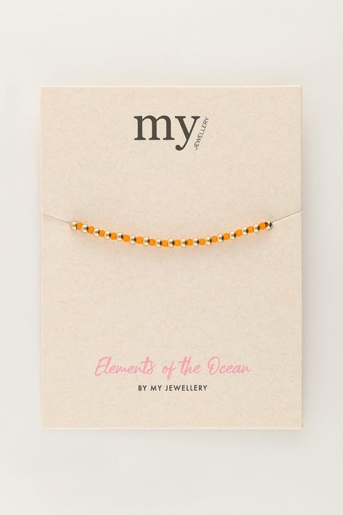 Ocean elastieken armband en kraaltjes oranje
