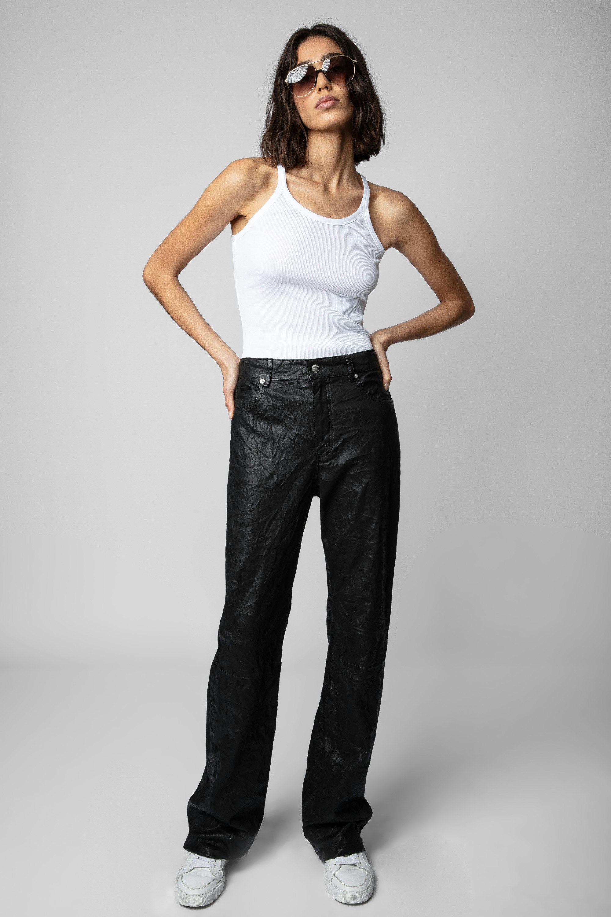 Pantalon Evy Cuir Froissé