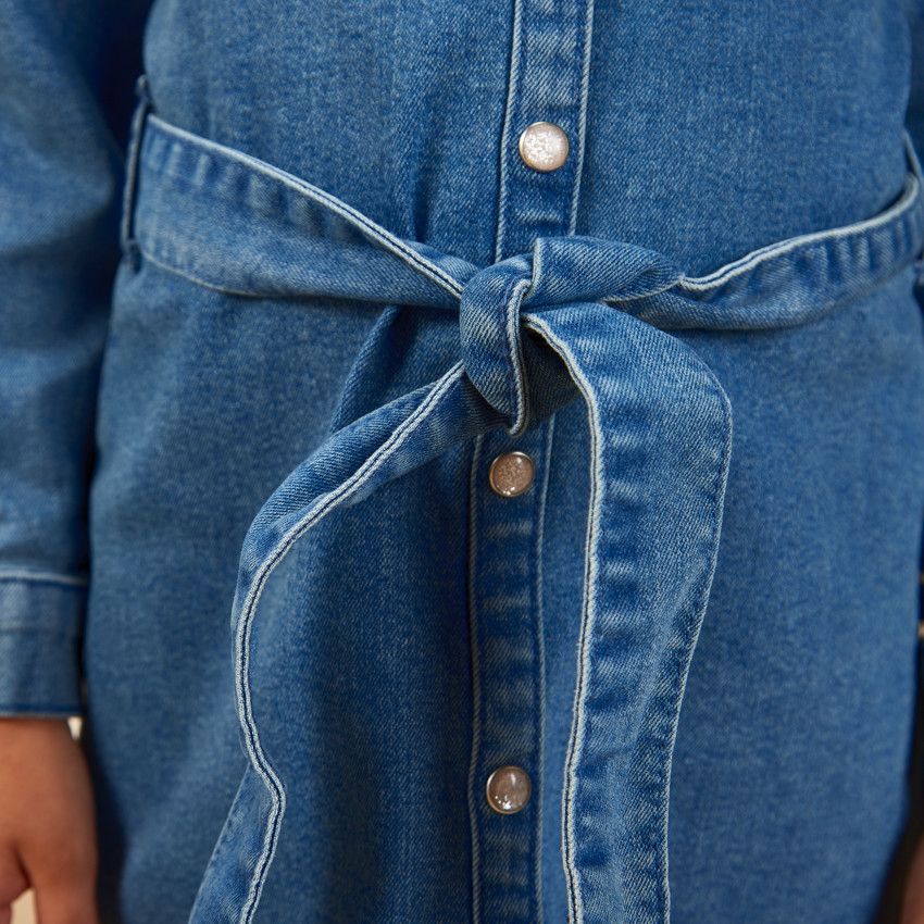 Robe effet jean avec ceinture amovible pour fille - Bleu marine