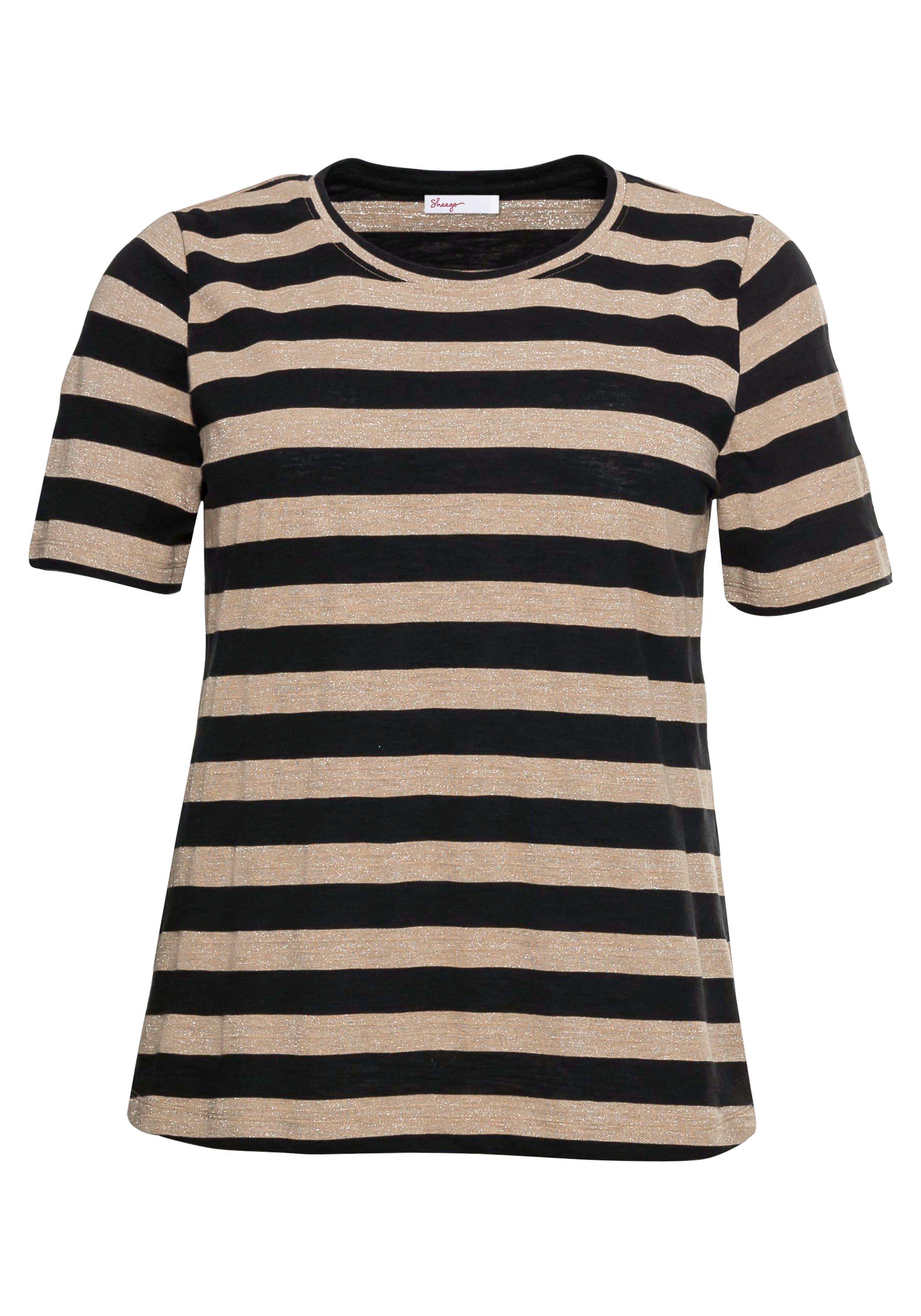 Ringelshirt mit silberfarbenem Glitzereffekt