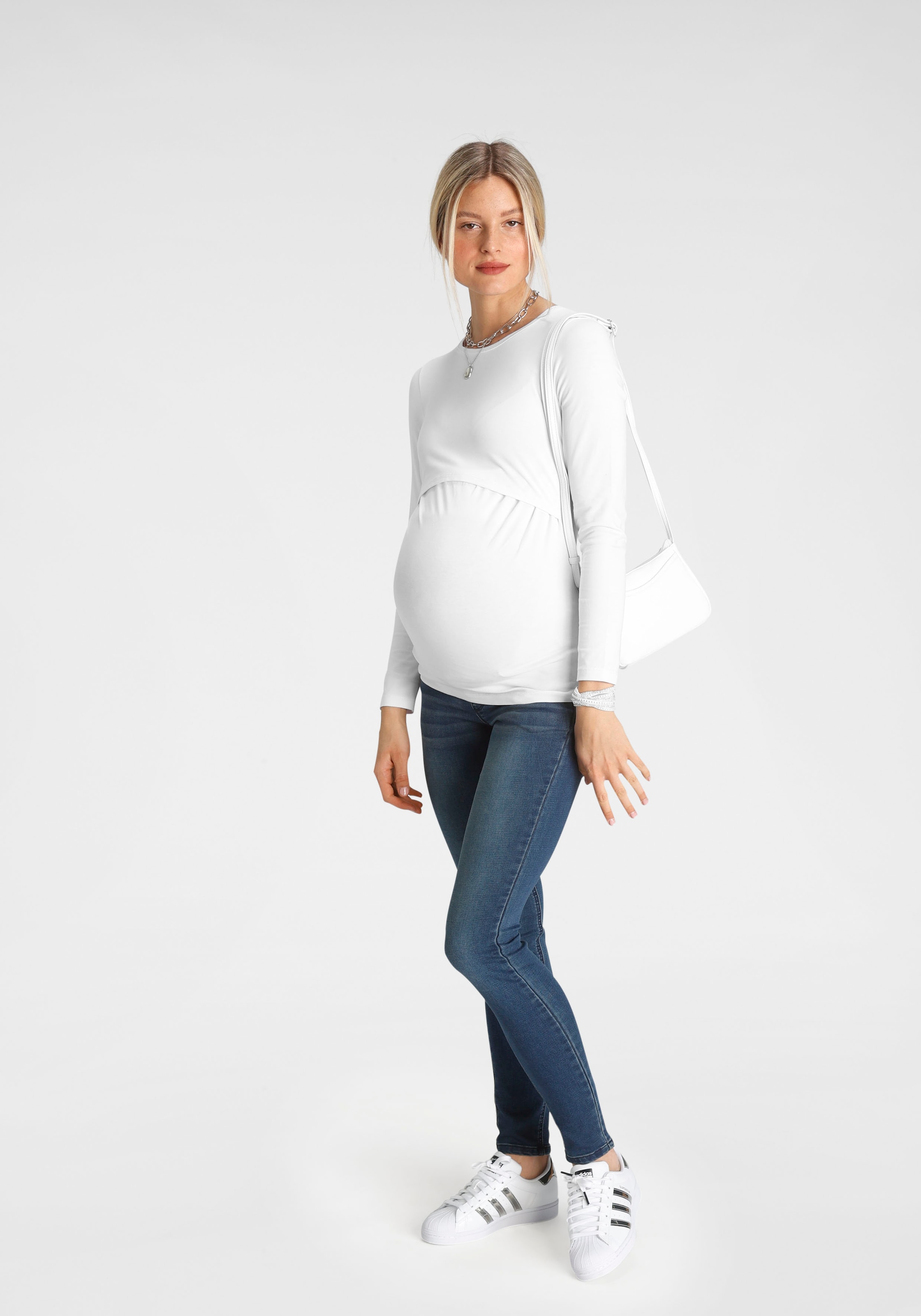 Neun Monate Umstandsjeans »Stretch-Jeans für Schwangerschaft und Stillzeit«, Umstandsjeans mit hoher Leibhöhe,  ohne Gürtelschlaufen,  Waschung