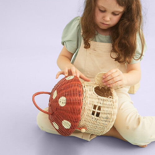 Olli ella opbergmand en poppenhuis paddenstoel - rood - 28 cm