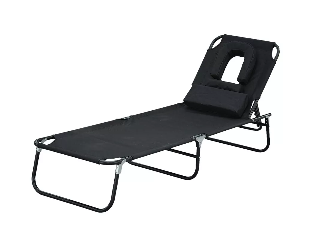 Transat de jardin chaise longue pliante bain de soleil pour lecture noir