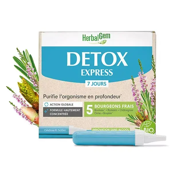 HERBALGEM DETOX EXPRESS MONODOSE BIO 7 Jours Purifie l’organisme 7 ampoules