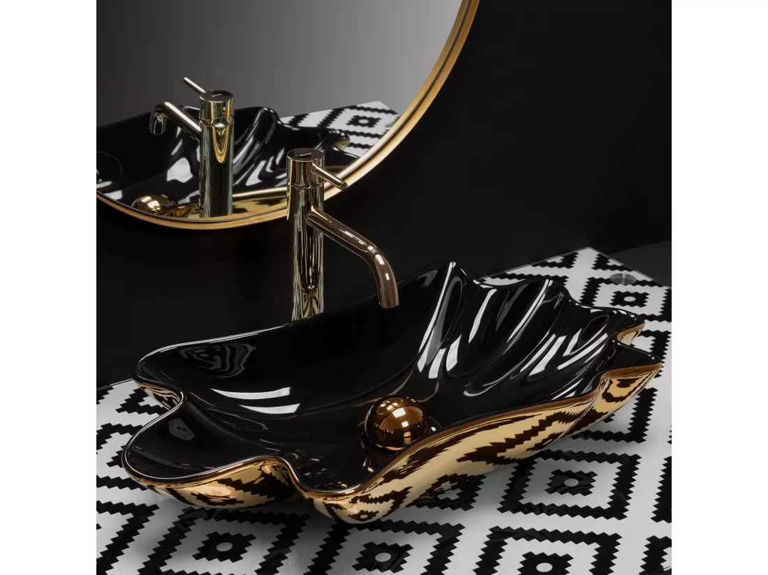 Vasque À Poser Rea Infinity Black Gold