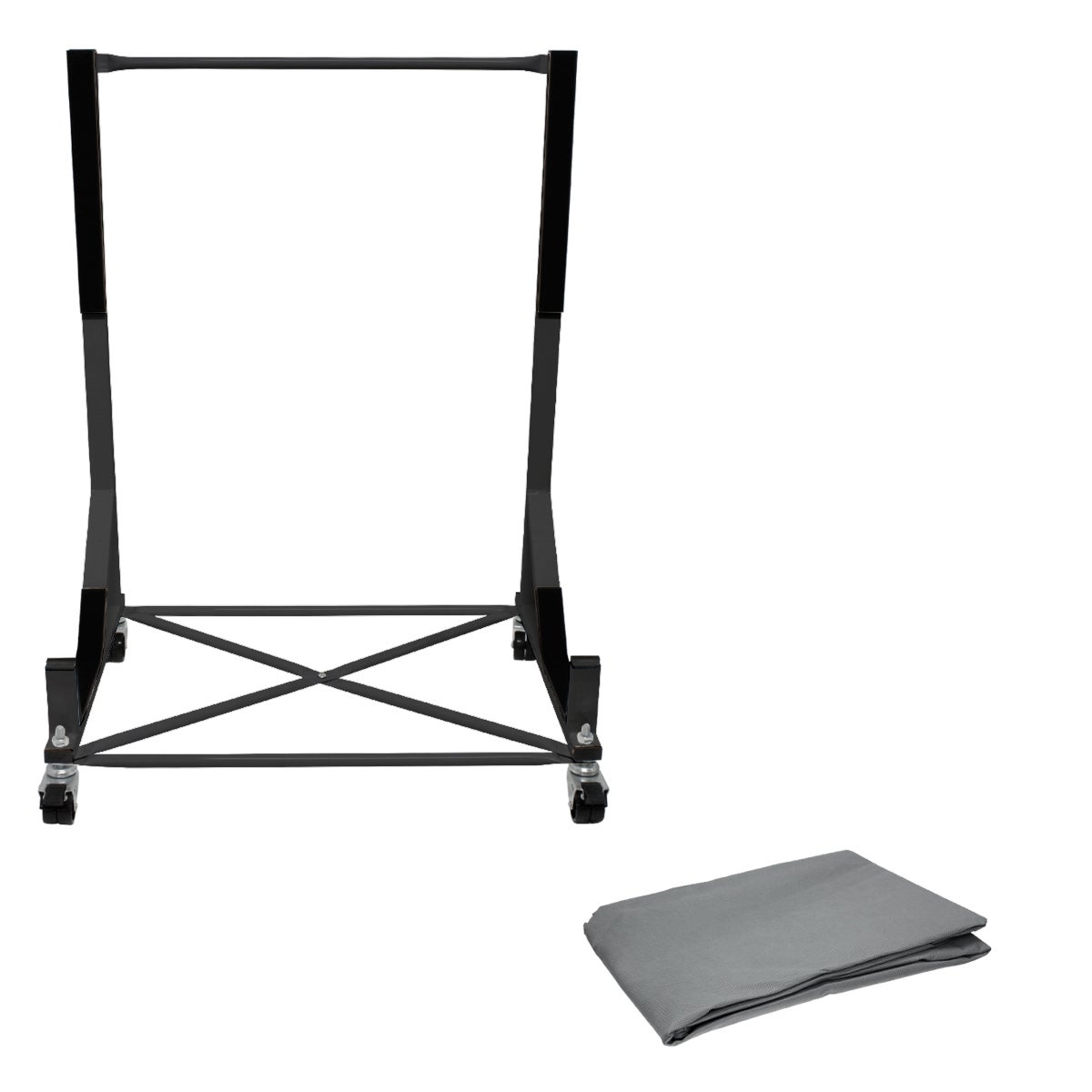 ECD Germany Hardtop Stand met 4 vergrendelbare wielen incl. hoes - Zwart - Gemaakt van gepoedercoat staal - Hardtop Stand Hardtop Houder Opbergtrolleyhoes Beschermhoes