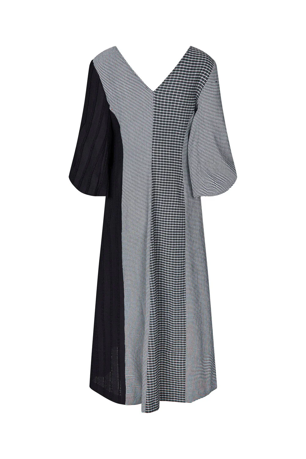 Stine Goya  Tree-quarter Sleeve midi kjole - sort/hvid