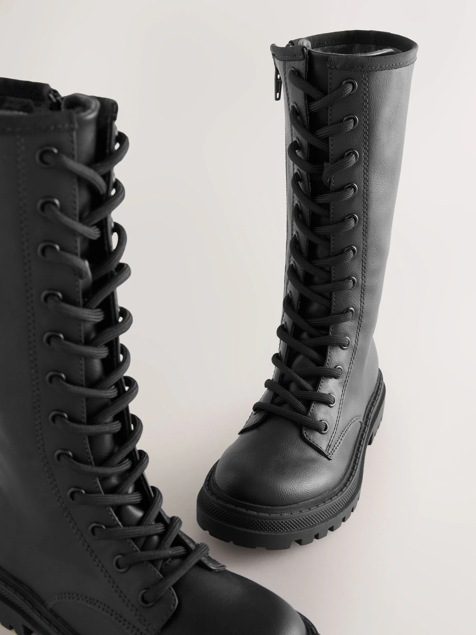 Zwart - Lace up Knee High Boots