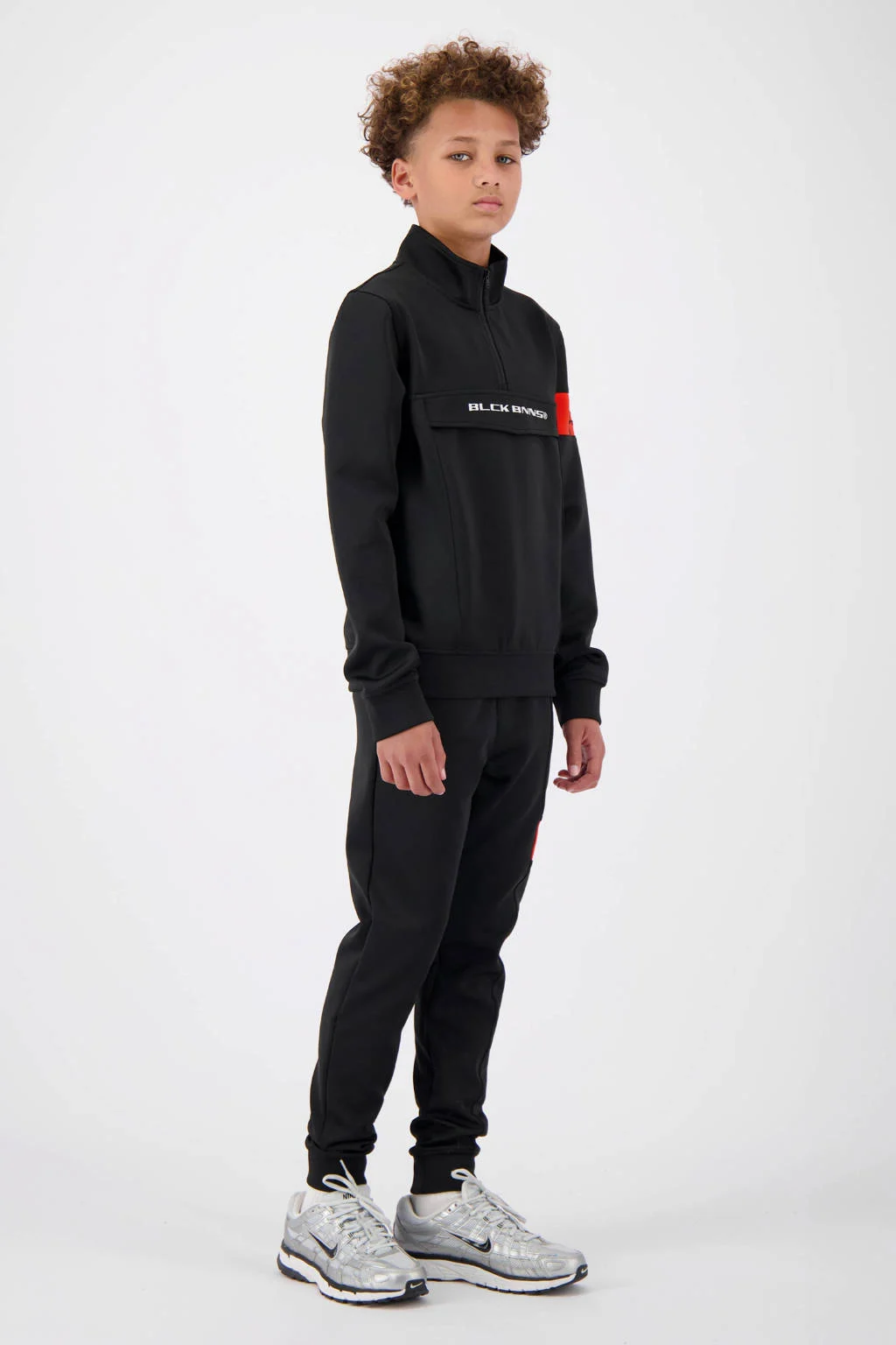 BLACK BANANAS regular fit joggingbroek JR. COMMANDER zwart/rood