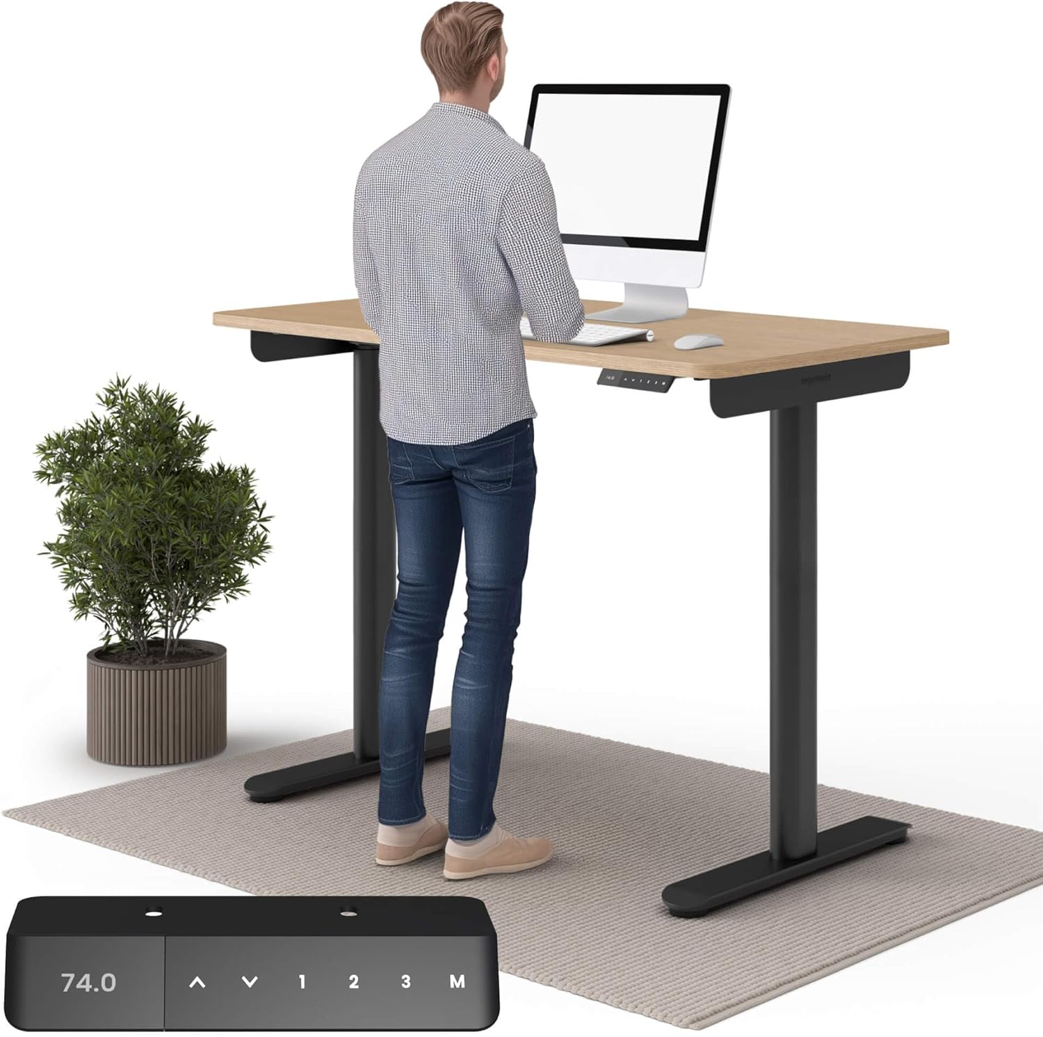 Ergotopia Desktopia One höhenverstellbarer Schreibtisch | elektrischer Schreibtisch höhenverstellbar | Bürotisch höhenverstellbar, Verstellbarer Tisch TÜV-geprüft, 7 Jahre Garantie 120x65 cm