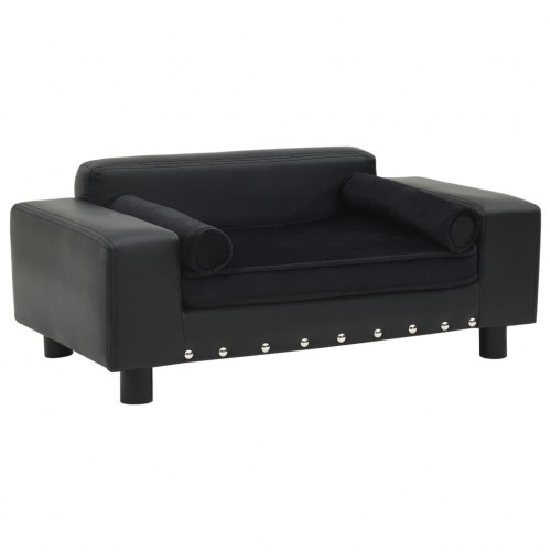 Sofá com almofada removível para cães, preto