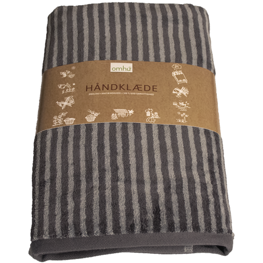 OMHU Frotté Stripe Håndklæde, Grey, 50x100 cm