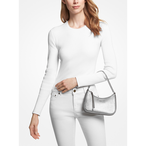 Michael Kors Jet Set Charm Small Metallic Skuldertaske, Silver