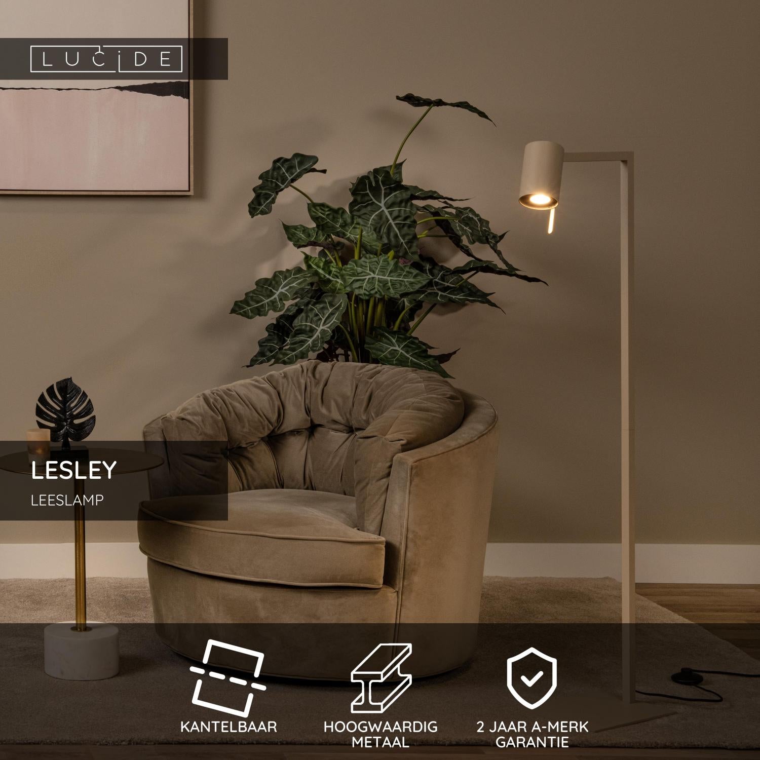 Lucide LESLEY Leeslamp - Taupe