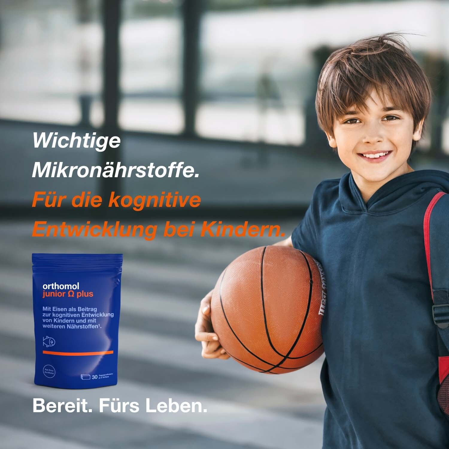 Orthomol junior Omega plus - zur kognitiven Entwicklung bei Kindern - mit Eisen, Omega-3-Fettsäuren und Vitamin B12