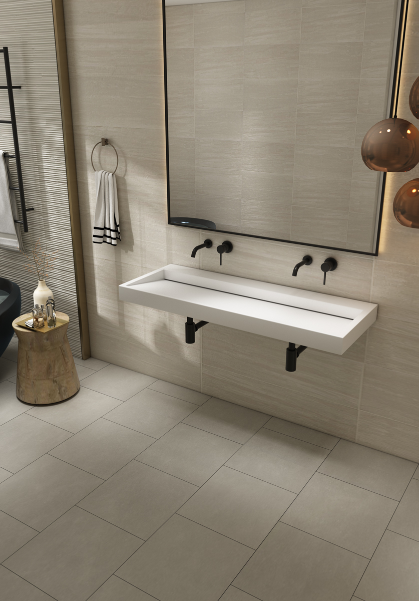 Saniclear Hoya solid surface wastafel 120x45,5cm zonder kraangat mat wit