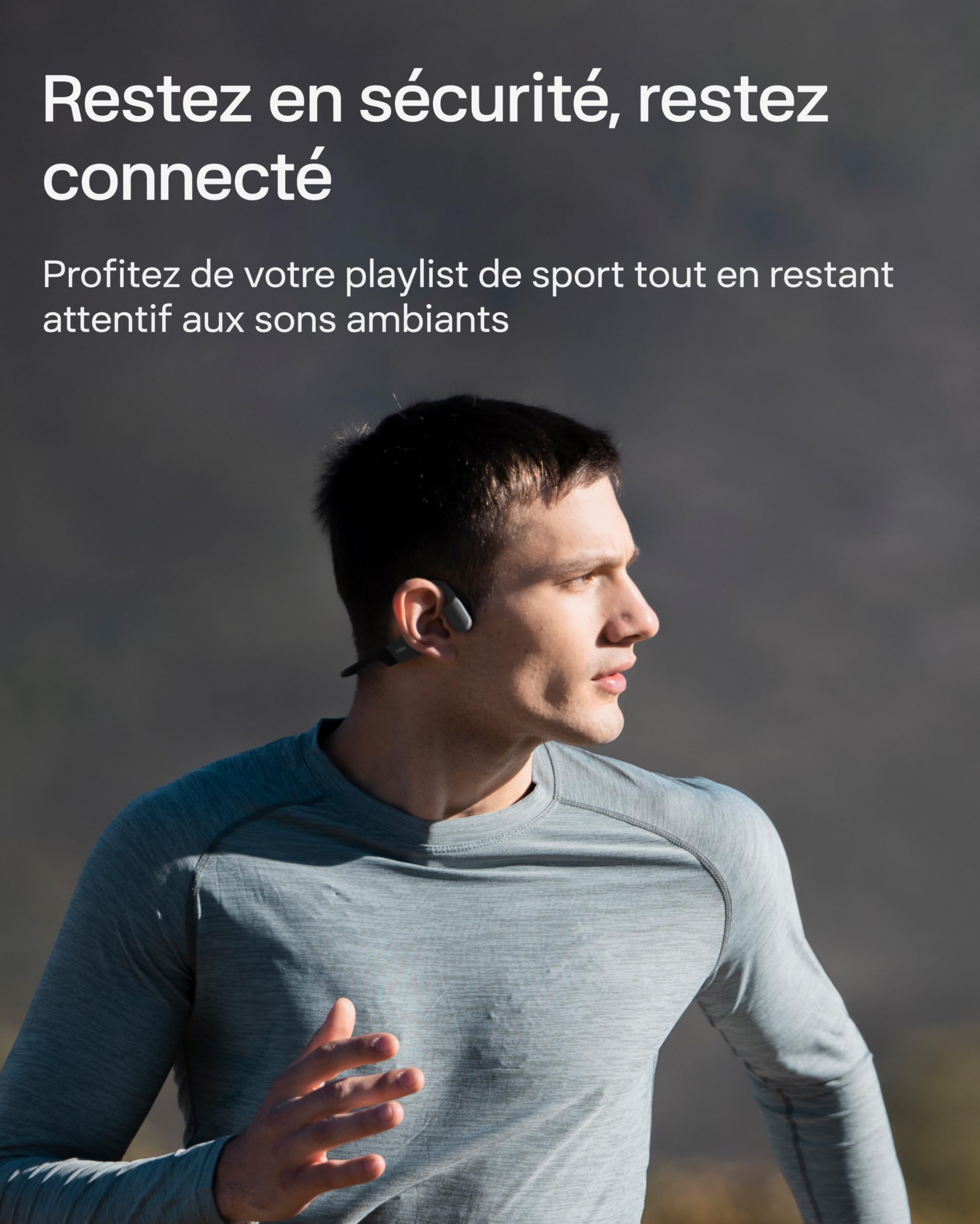 SHOKZ OpenRun Mini Casque à Conduction osseuse, écouteurs Bluetooth Oreilles Libres pour Le Sport avec Micro, Casque sans Fil étanche IP67, 8 Heures d’autonomie, USB-C, Bandeau de Sport, Noir