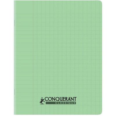 Conquérant Classique - Cahier polypro 17 x 22 cm - 96 pages - grands carreaux (Seyes) - vert clair