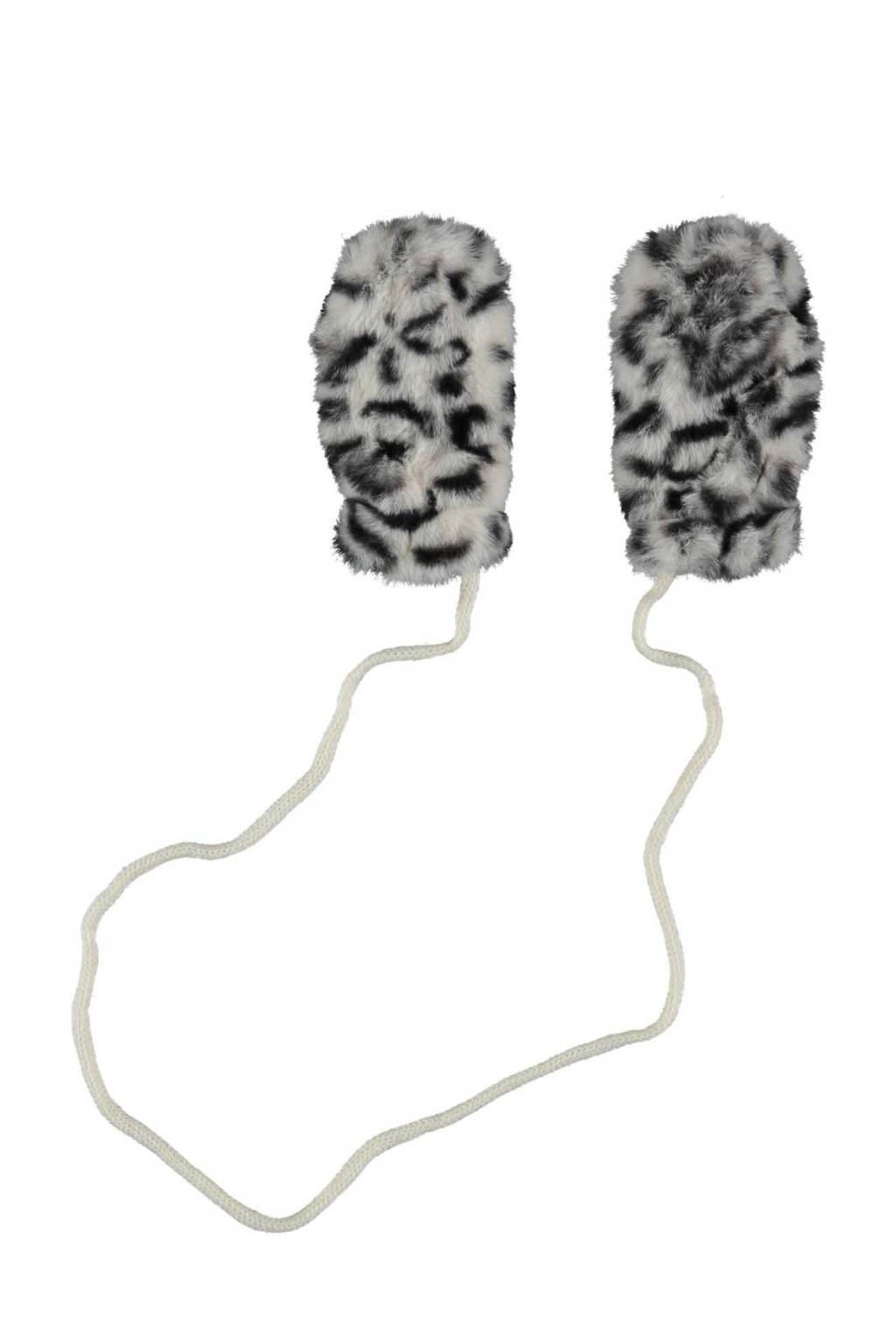 veelste kleinimitatiebont wanten met panterprint zand/zwart