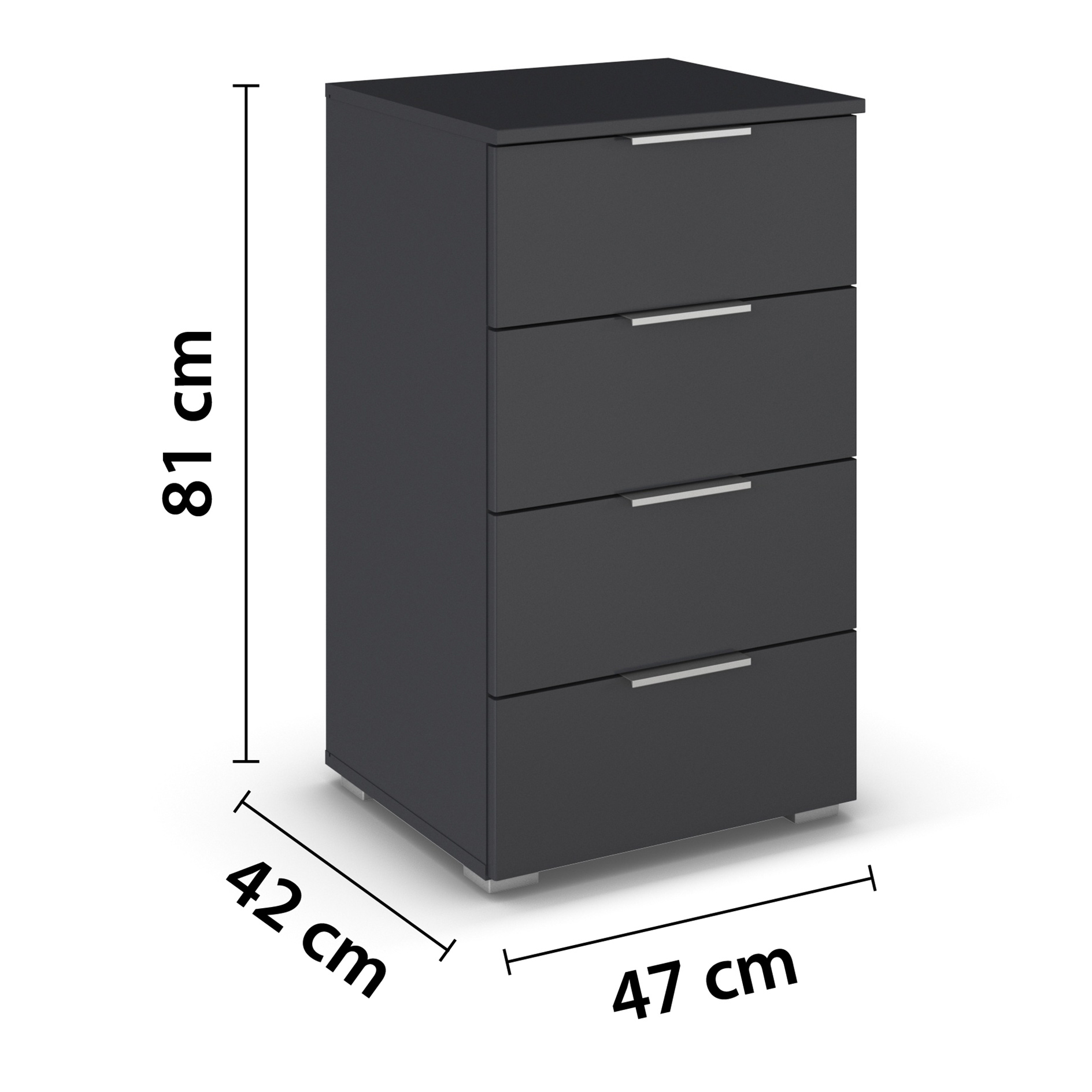 Nachtschrank - grau metallic - 82 cm