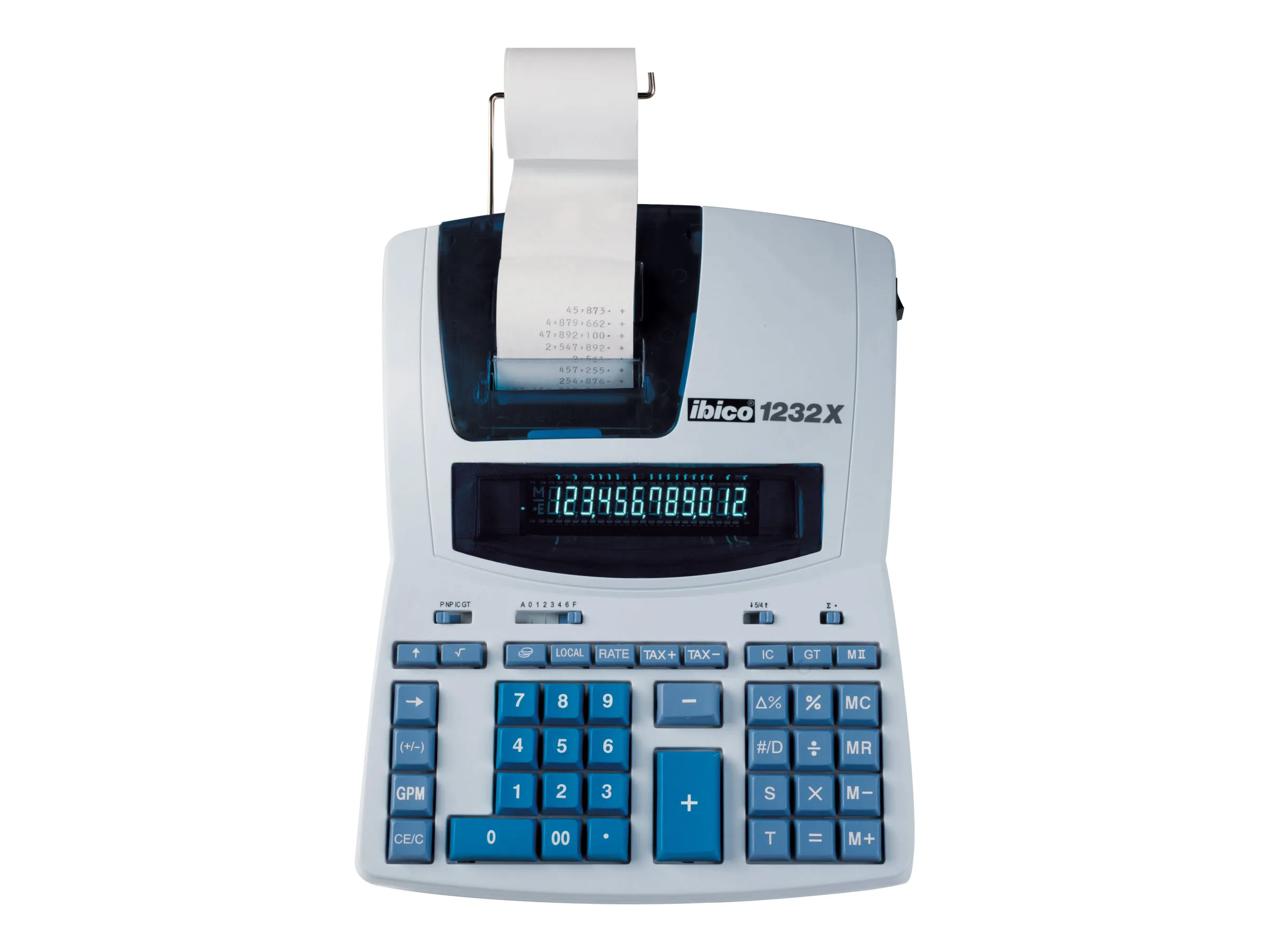 Strimmelregner Ibico 1232X m/12 cifre Euro, grønt display