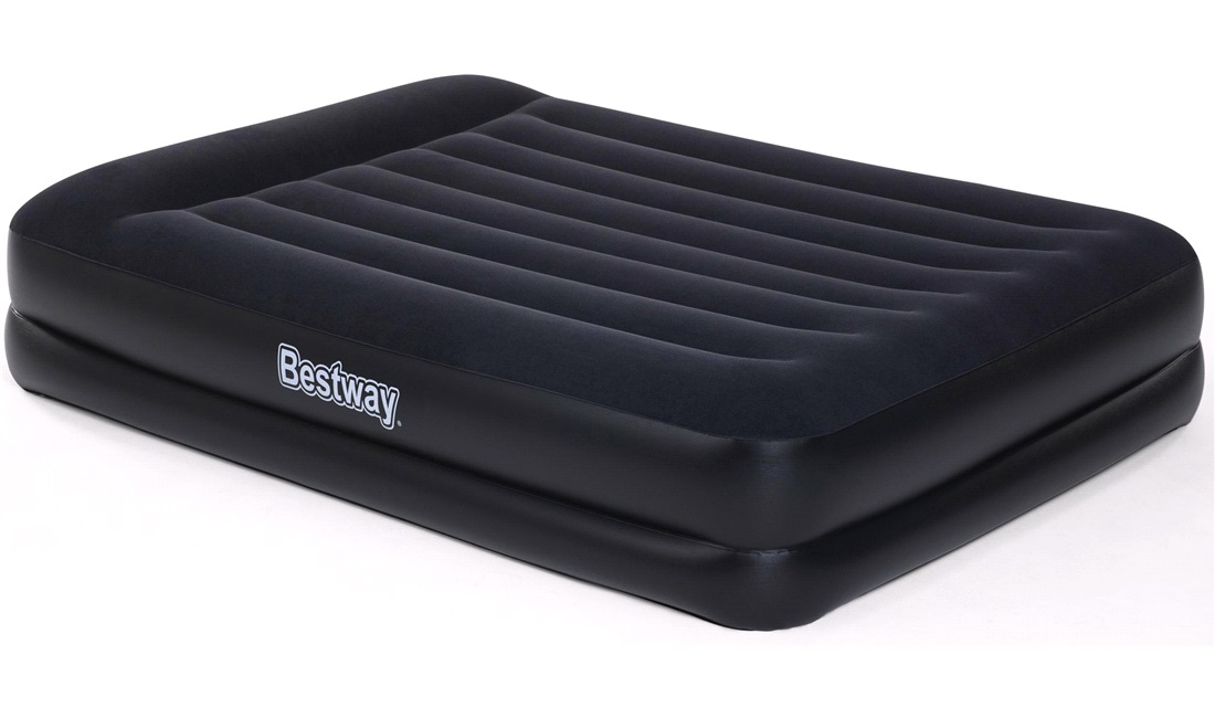 Luftmadras dobbelt, blød velourtop, indb. pumpe og pude. Bestway
