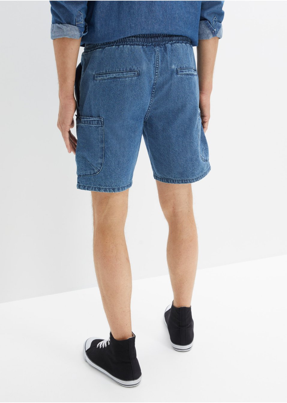 Short long en jean à taille extensible, Loose Fit