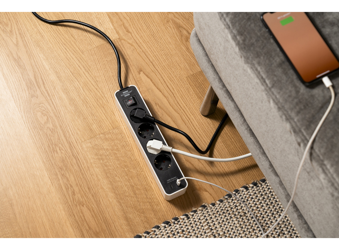 Brennenstuhl Ecolor stekkerdoos met 2 USB-C laadaansluitingen - white