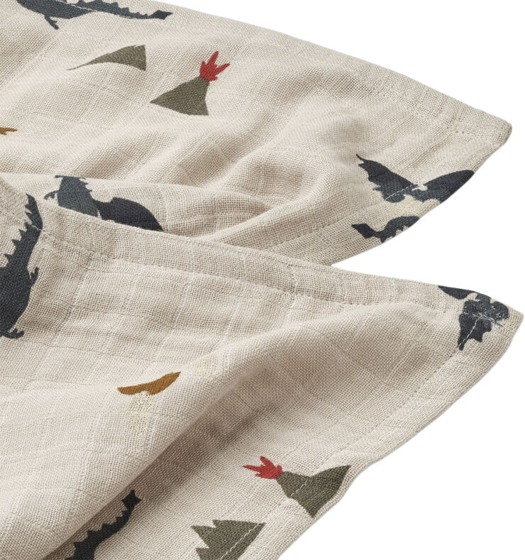 Liewood Lewis muslin cloth 2-pack Little dragon / dark sandy mix