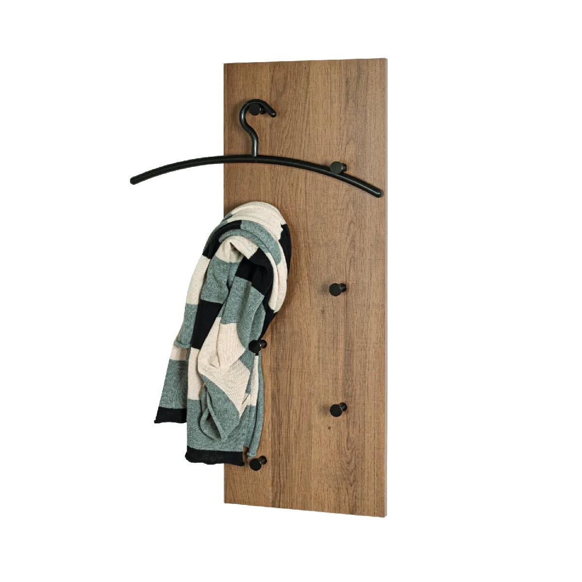 Pegane Garderobe murale - Chêne et métal noir