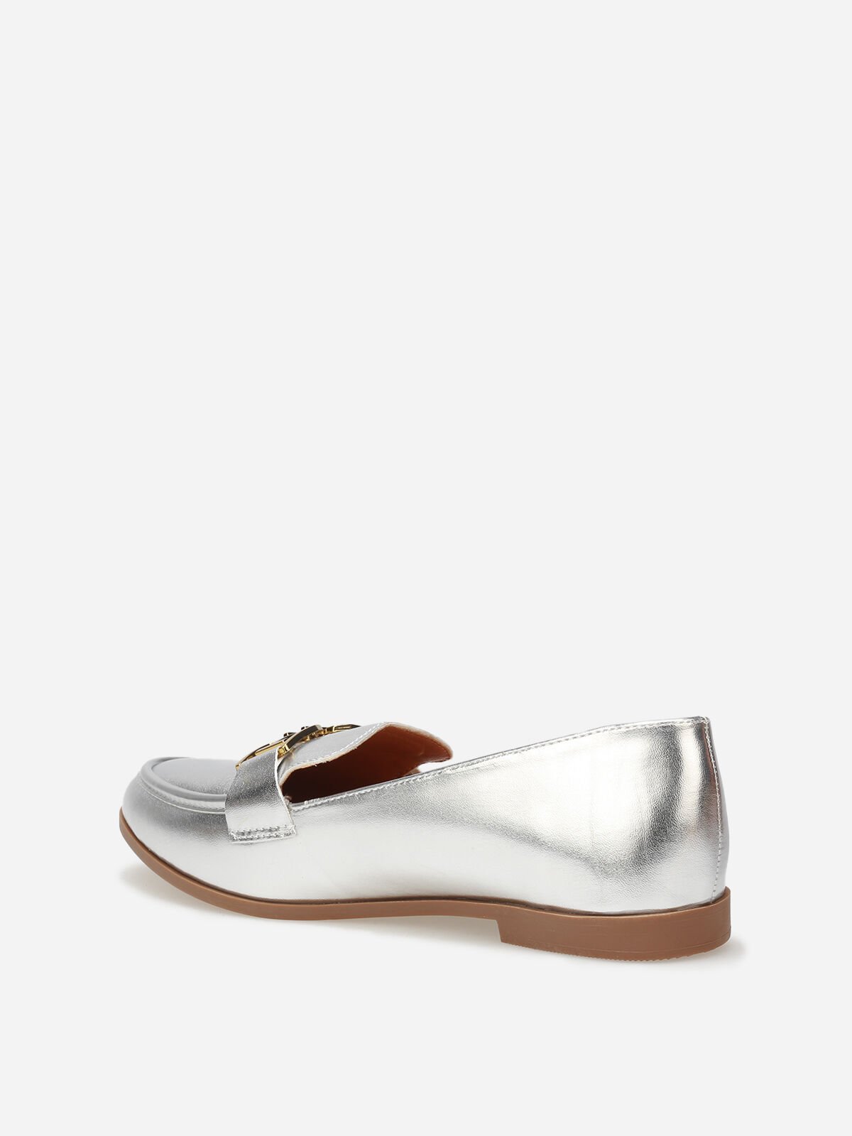 Mocassins classiques à boucle dorée- Argenté