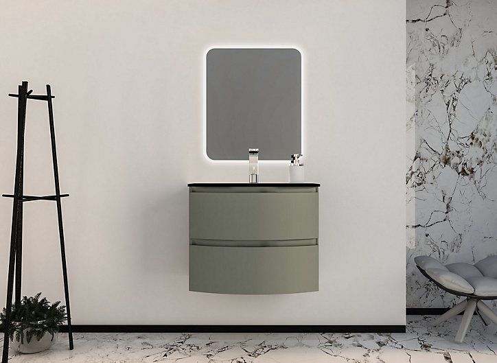 Miroir de salle de bains lumineux LED bords arrondis 60 x 70 cm, Urban Liverpool
