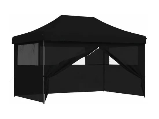 Tente de réception pliable escamotable 4 parois latérales noir