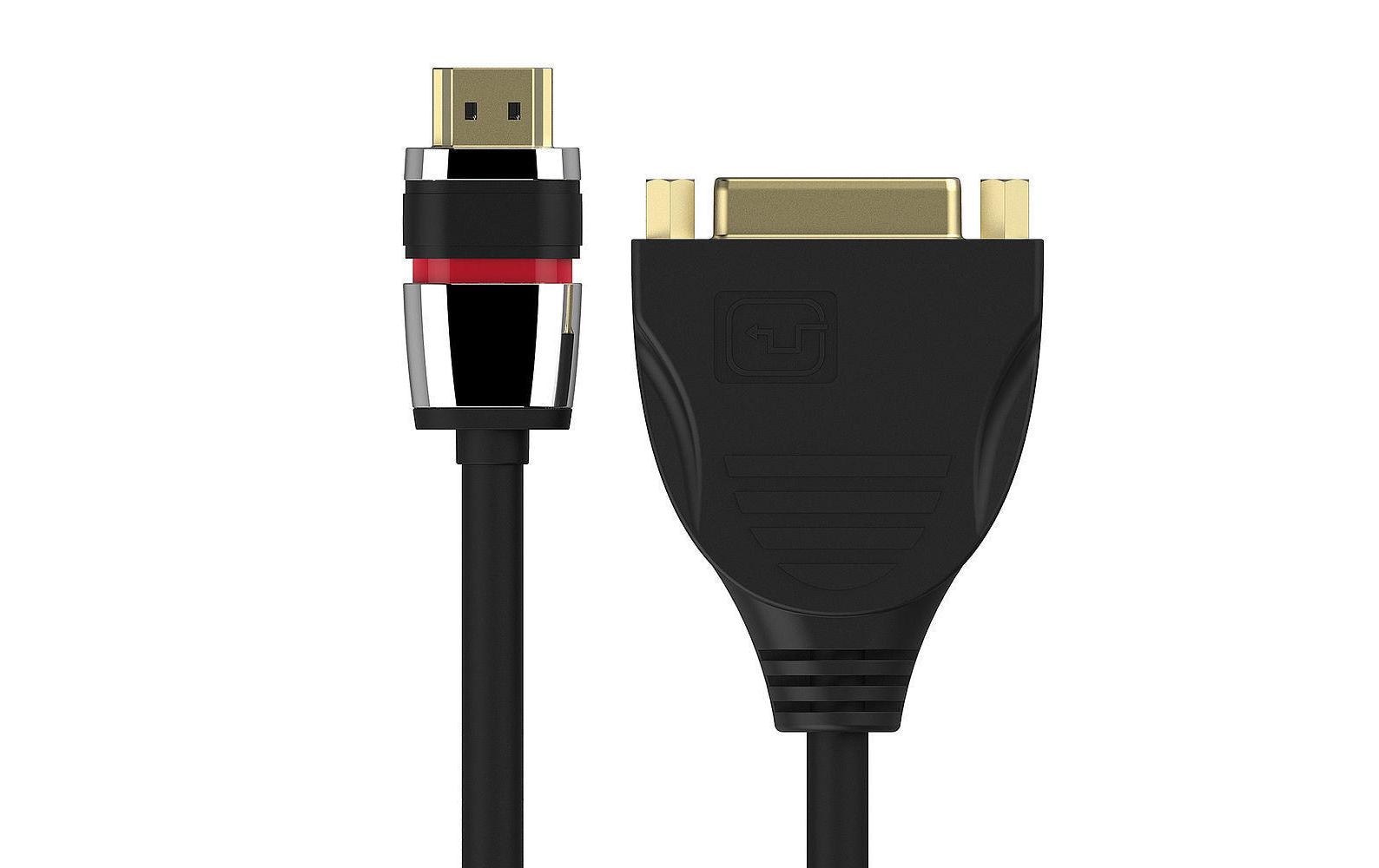 Adapter HDMI Stecker – DVI BuchseZertifizierter 2K High Speed HDMI / DVI Portsaver Adapter