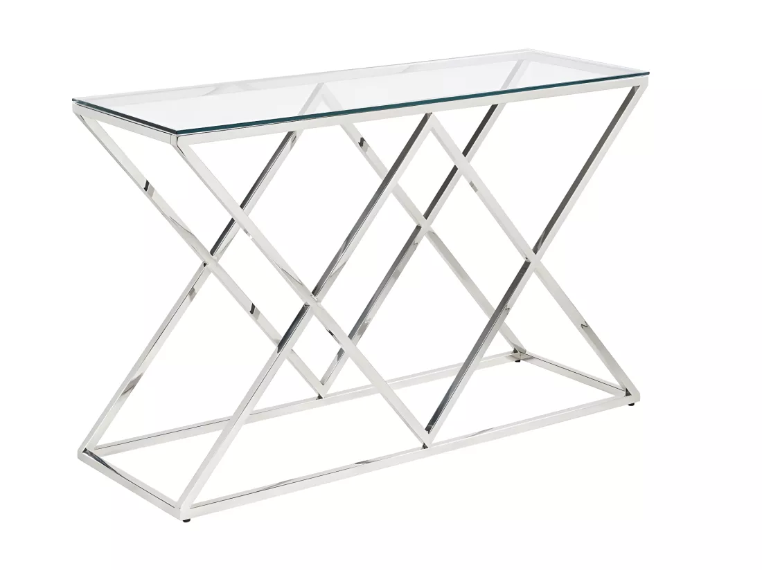 Console CHARLOTTE de Pascal MORABITO - Verre trempé et acier - Chromé